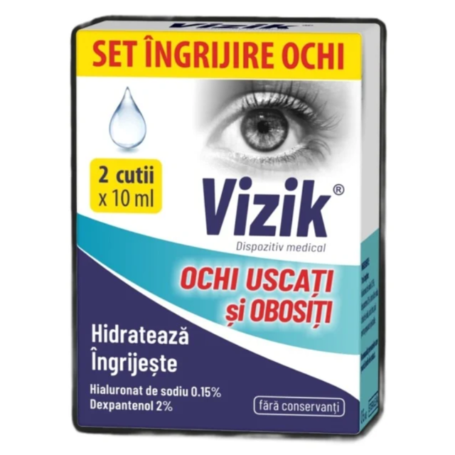 Poza produs Picaturi pentru ochi uscati si obositi VIZIK, NP PHARMA | 2 x 10 ml