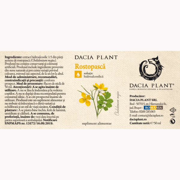 Poza produs Tinctura Rostopasca, Dacia Plant | 50 ml