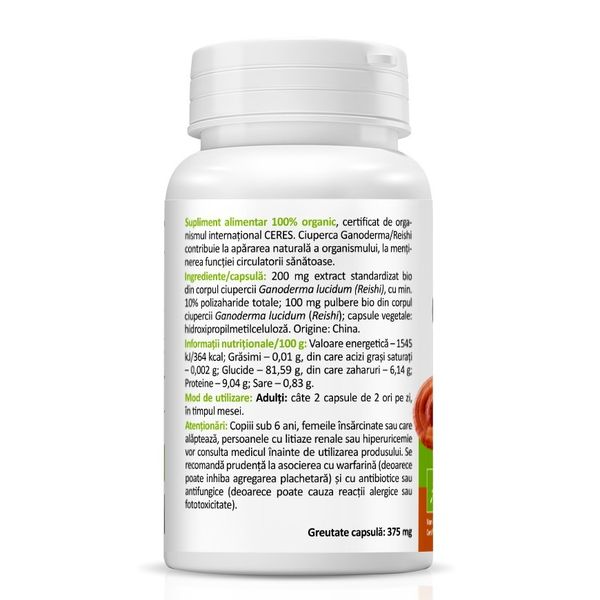 Poza produs Ganoderma Reishi Bio, Zenyth | 60 capsule