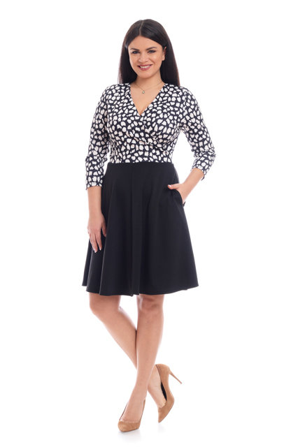 Poza produs Rochie clos CI24001 negru/alb imprimeu, Cesy | marimea S