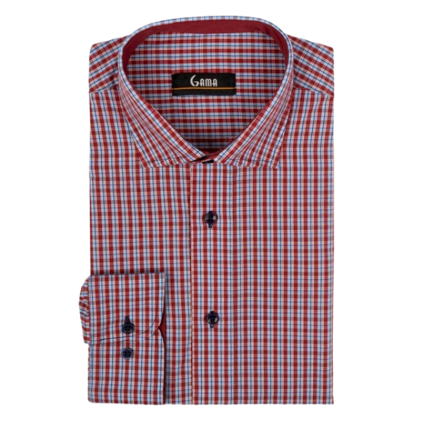Camasa barbati 24-1924 Slim Fit, bordo/albastru carouri, Gama | marimea 43/44