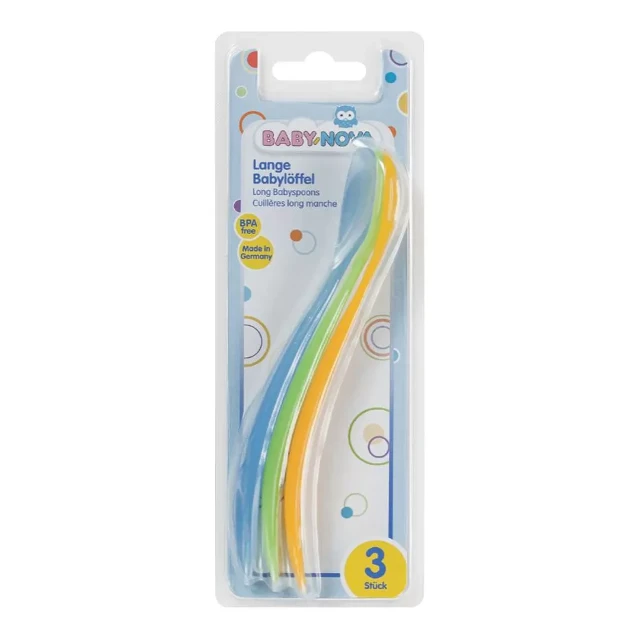 Set lingurite cu coada lunga pentru sugari, Baby Nova | 1 set x 3 lingurite — poza produs 1/2