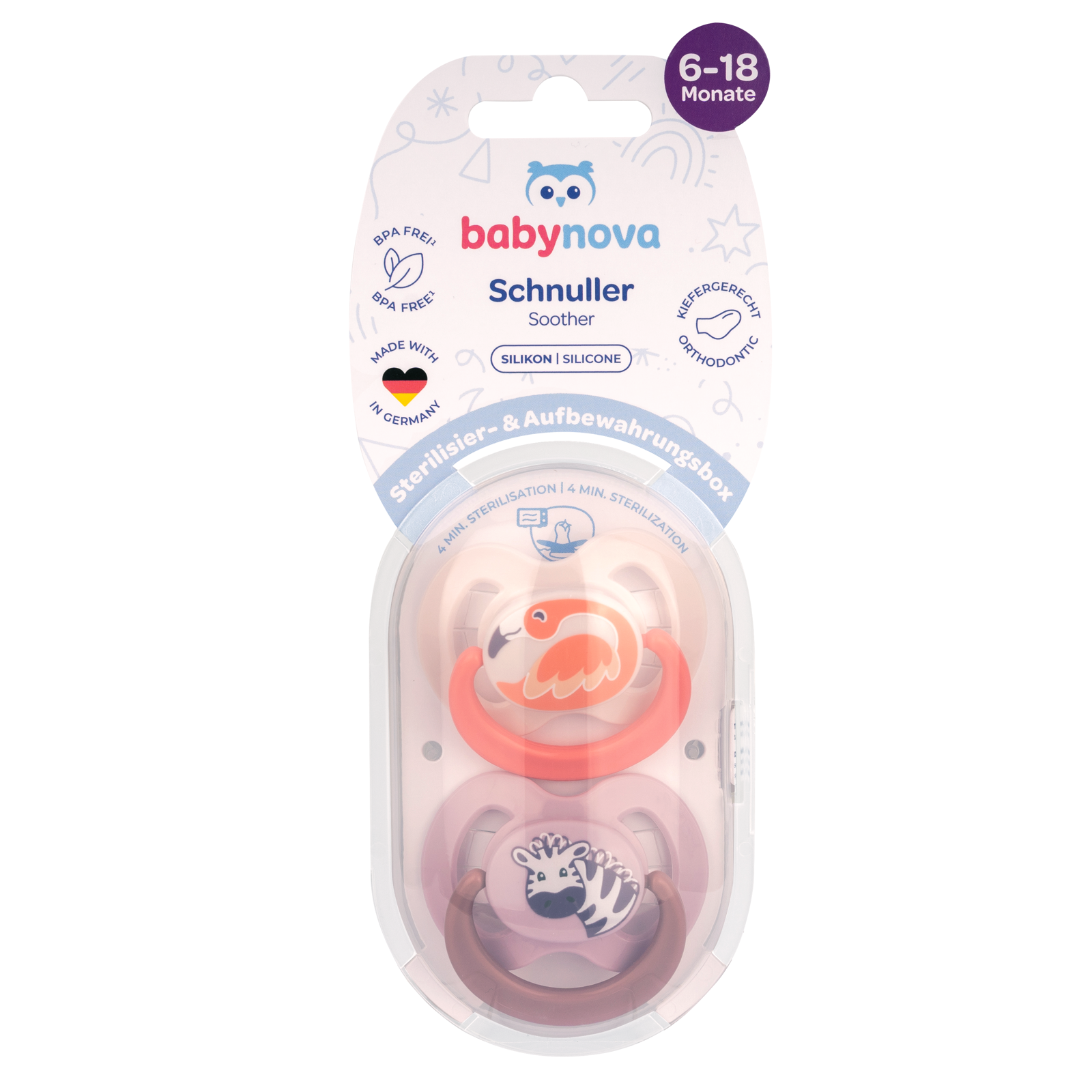 Poza produs Suzete ortodontice din silicon, 6-18 luni, 20005, Baby Nova | 2 bucati