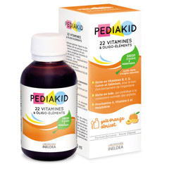 Sirop cu gust de portocale si caise 22 de Vitamine si Oligoelemente Pediakid, Laboratoires Ineldea | 125 ml