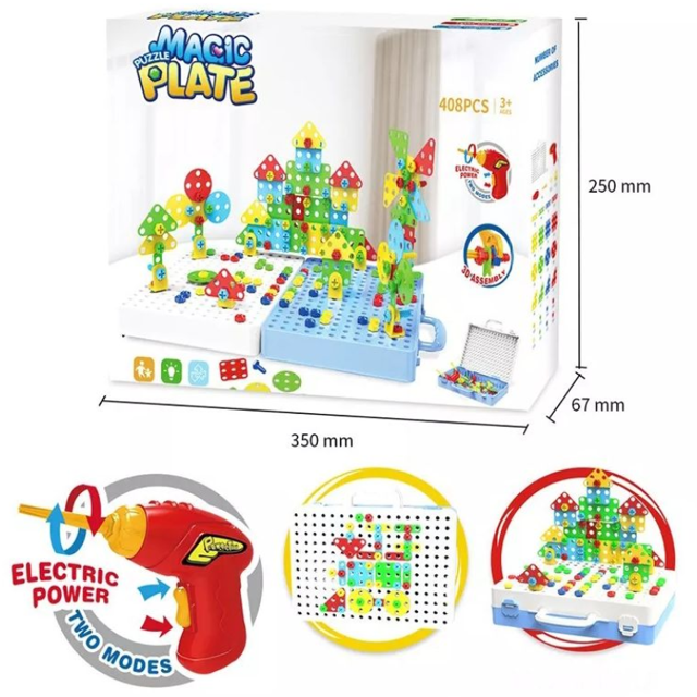 Poza produs Set creativ bormasina electrica, Fun Toys | 408 piese