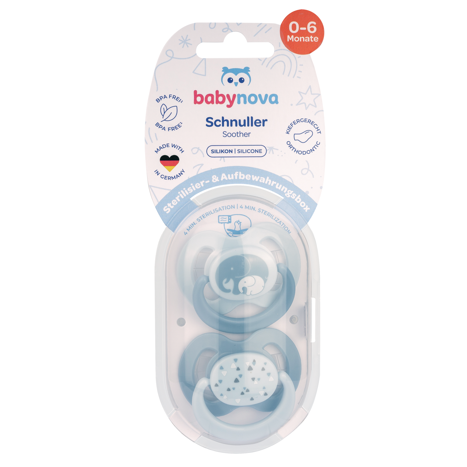 Poza produs Suzete ortodontice din silicon, 0-6 luni, 20004, Baby Nova | 2 bucati