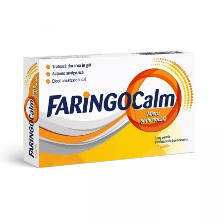 Poza produs Faringocalm cu aroma de miere si portocala, Terapia SA | 12 pastile