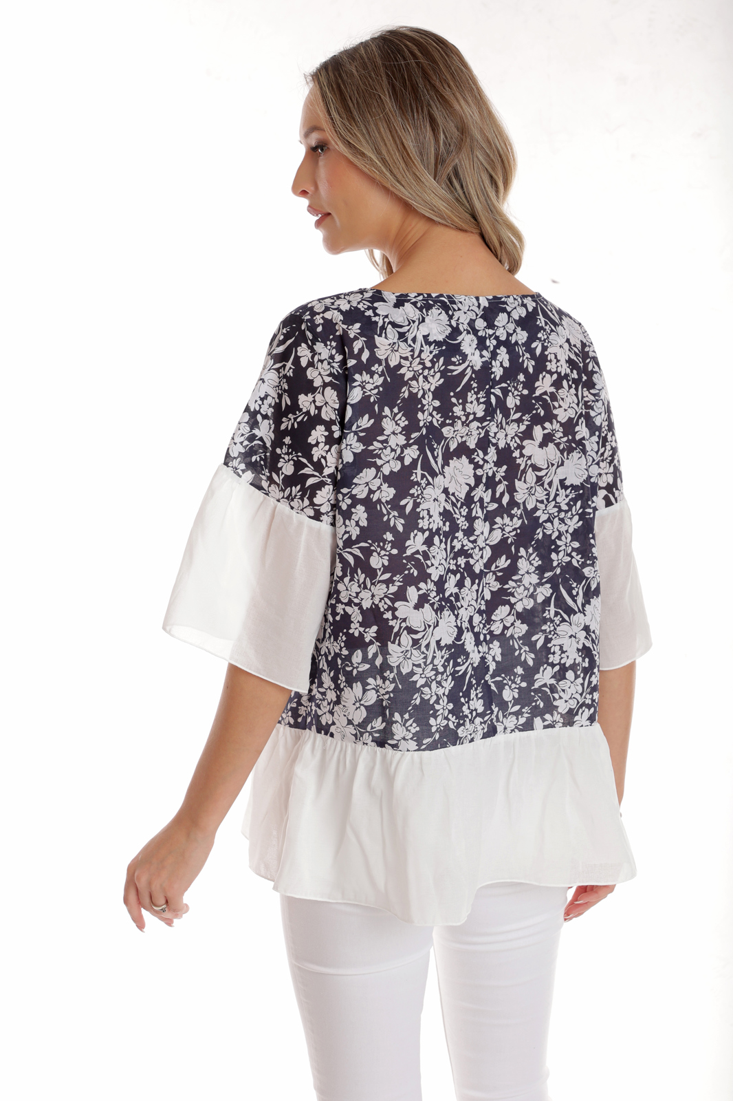 Poza produs Bluza dama CP25029 bleumarin floral & alb, Cesy | marimea S