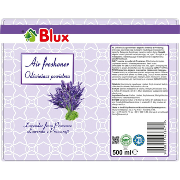 Poza produs Spray odorizant pentru camera Lavanda, Blux | 500 ml