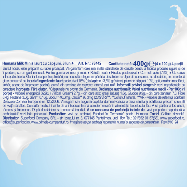 Poza produs Iaurt cu capsuni 8+ luni, Humana | 4 x 100 g