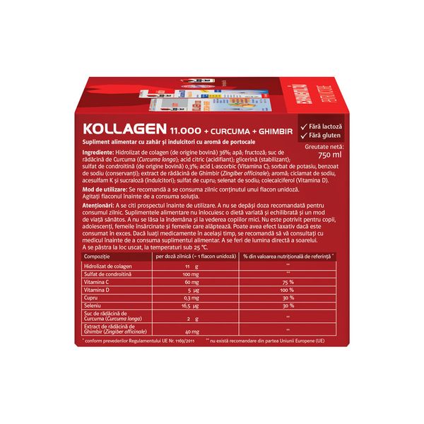 Doppelherz System kollagen 11.000 curcuma + ghimbir + Doppelherz Aktiv glucozamina 1200MG, Queisser Pharma | 30 flacoane + 30 comprimate  — poza produs 4/4