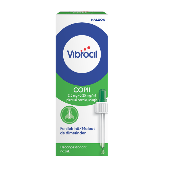 Poza produs Vibrocil 2,5 mg/0,25 mg/ml, Haleon | 15 ml picaturi nazale