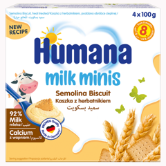 Budinca de gris cu biscuiti 8+ luni, Humana | 4 x 100 g