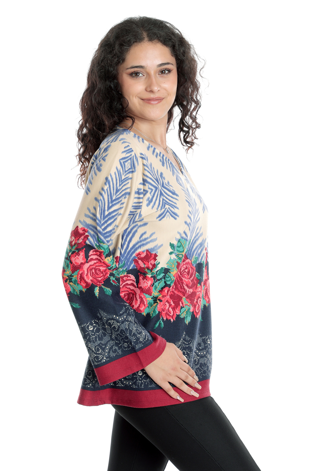Poza produs Bluza CI23087 albastru & rosu floral, Cesy | marimea S