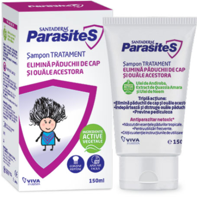 Poza produs Sampon tratament pentru paduchi Santaderm Parasites, Viva Pharma | 150 ml