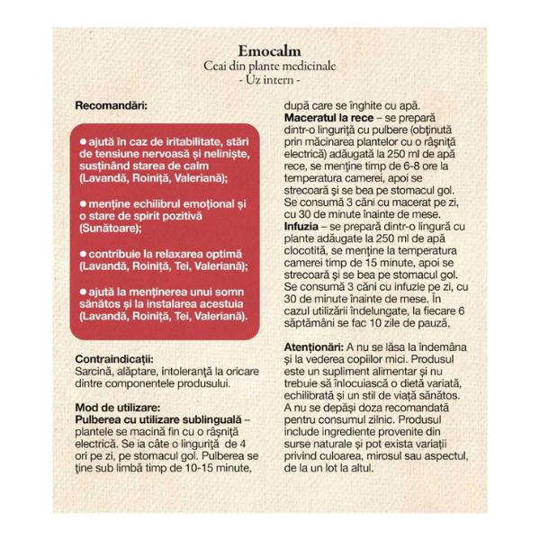 Poza produs Ceai Emocalm, Dacia Plant | 50 g