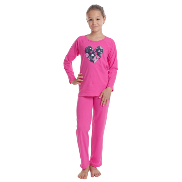 Pijama copii (fete) AT2439 ciclame Heart, Andana | marimea 32 (5/6 ani) — poza produs 1/2