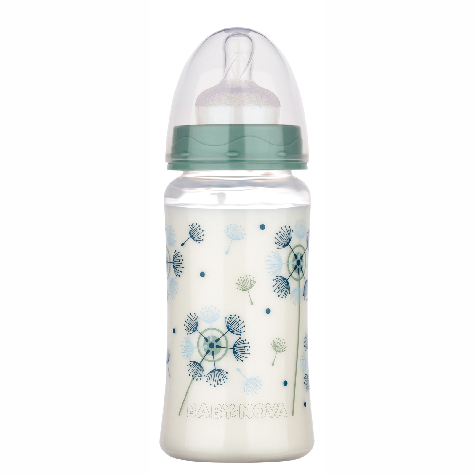 Poza produs Biberon PP fara BPA, decorat, cu gat larg si sistem anticolici 0-24 luni, 48002, Baby Nova | 300 ml