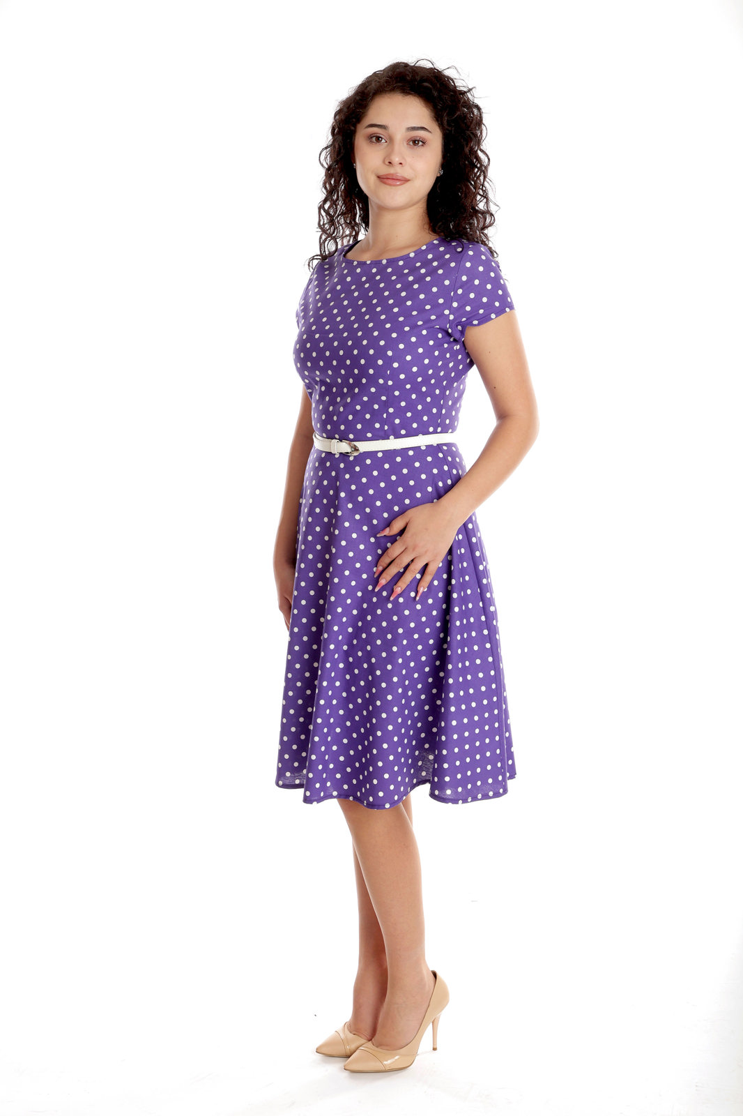 Poza produs Rochie clos CV24037 mov lila/alb buline, Cesy | marimea XL