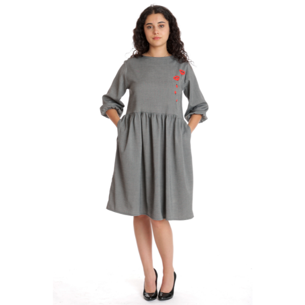 Poza produs Rochie midi cu buzunare ERT24V295 gri, Eranthe | marimea M