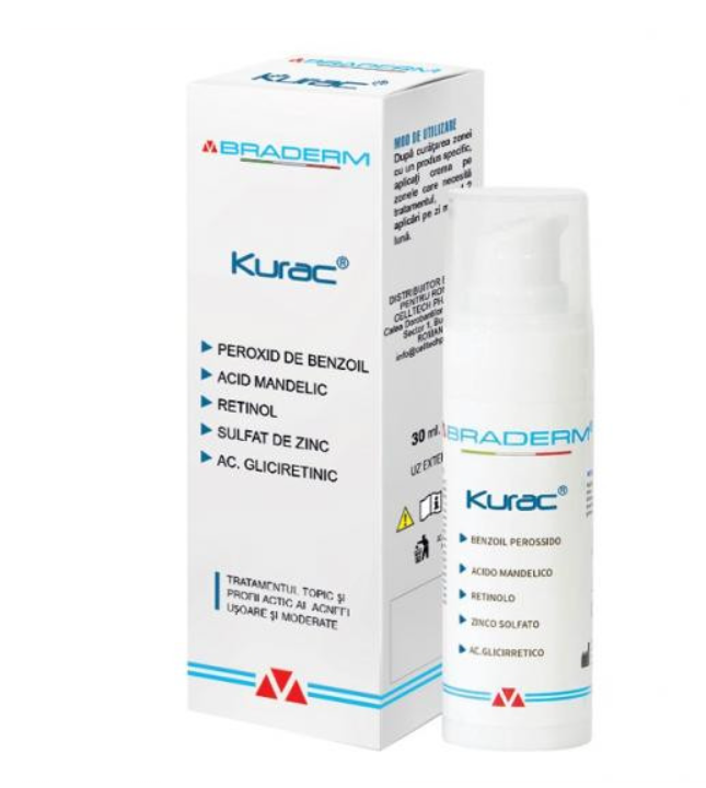 Poza produs Crema pentru tratamentul acneei Kurac, Braderm | 30 ml