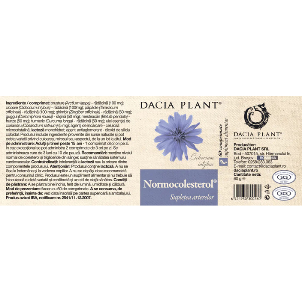 Poza produs Normocolesterol, Dacia Plant | 60 comprimate