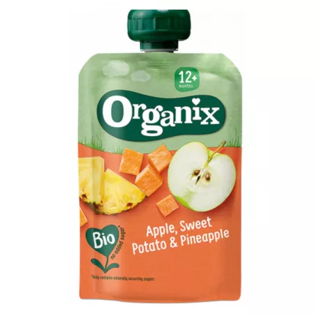 Poza produs Piure ecologic BIO din Mere, Cartof dulce si Ananas 12+ luni, Organix | 100 g