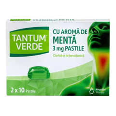 Tantum Verde 3 mg cu arom de ment, Angelini | 20 pastile