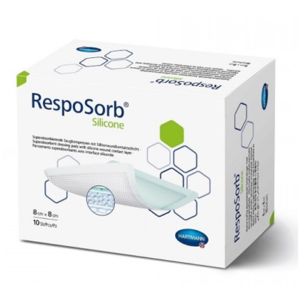 Poza produs Pansament RespoSorb Silicone, 8 x 8 cm, Hartmann | 10 bucati