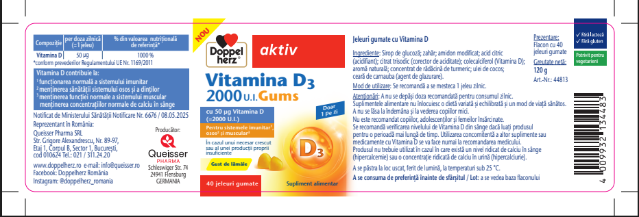Poza produs Jeleuri Gumate cu Vitamina D3 2000 UI, Doppelherz Activ | 40 buc.