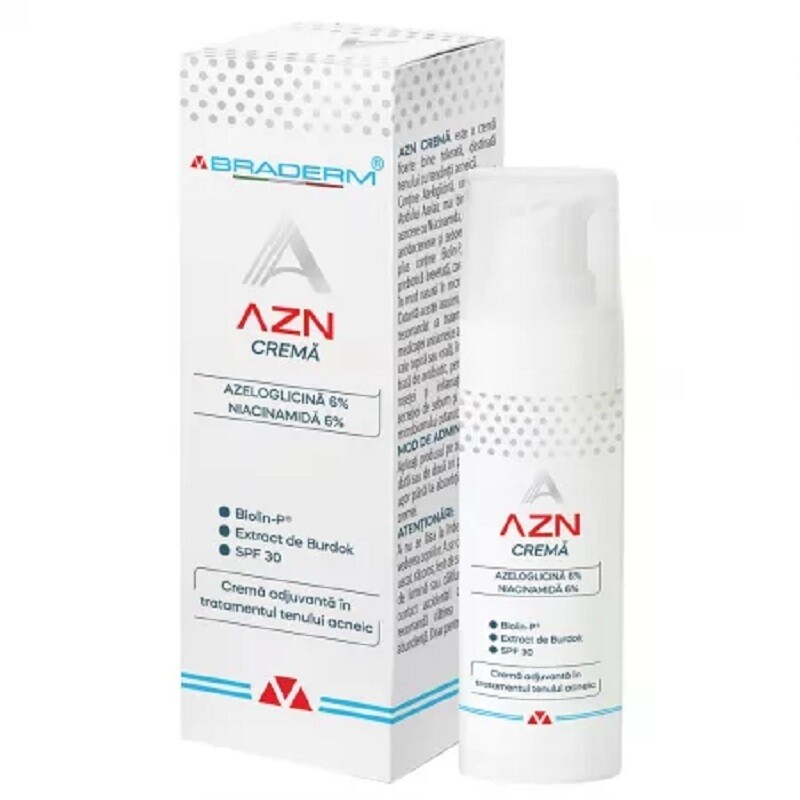 Poza produs Crema antiacnee si rozacee cu SPF30 AZN, Braderm | 30 ml