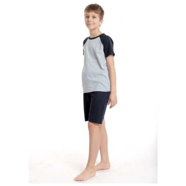 Pijama copii (baieti) AV2340 bleumarin/alb imprimat, Andana | marimea 32 (5/6 ani) — poza produs 1/3