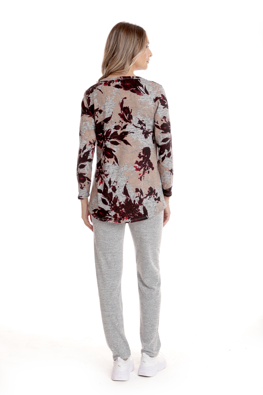 Poza produs Tinuta dama CI25003 gri melanj/burgundy floral, Cesy | marimea S