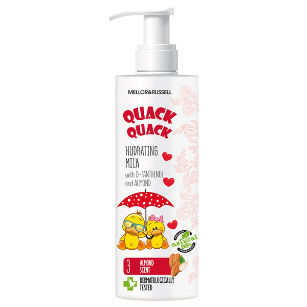 Poza produs Lapte corp pentru copii Quack Quack 3 ani+ hidratant D-Pantenol si Ulei de Migdale, Rubella | 200 ml
