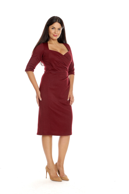 Poza produs Rochie pliuri DI23R47B bordo metalizat, Dress to Impress | marimea 36