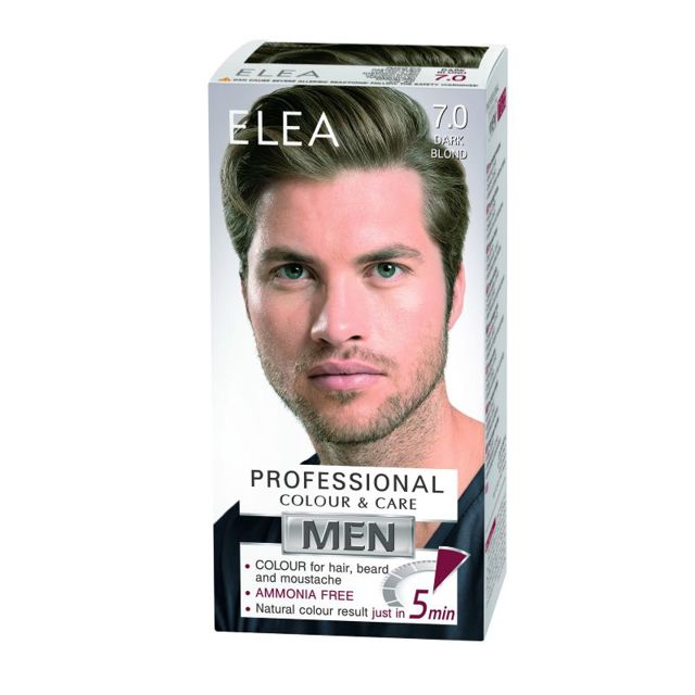 Poza produs Vopsea barbati pentru par, barba si mustata 7.0 - Blond Inchis, Elea Professional | 50 ml
