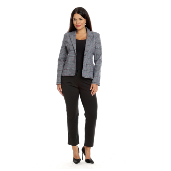 Poza produs Sacou dama DT22S43 gri/rosu cadrilat, Dress to Impress | marimea 40