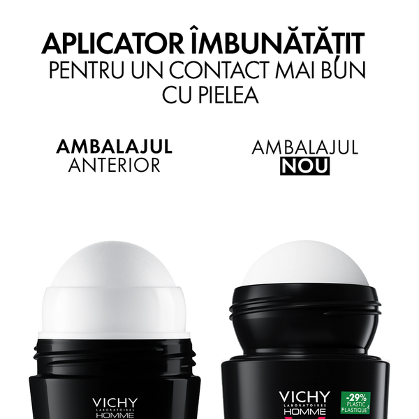 Poza produs Pachet Deodorant roll-on antiperspirant pentru barbati Invisible Resist 72H, 50 ml + 50 ml, Vichy