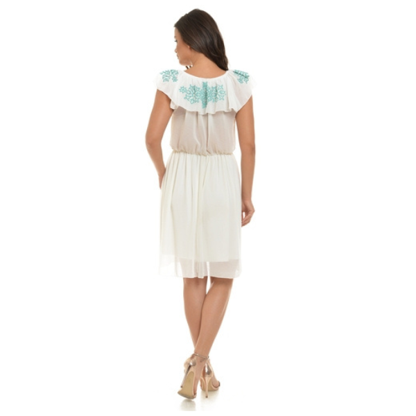 Poza produs Rochie voal broderie R08A alb, Dress to Impress | marimea 38
