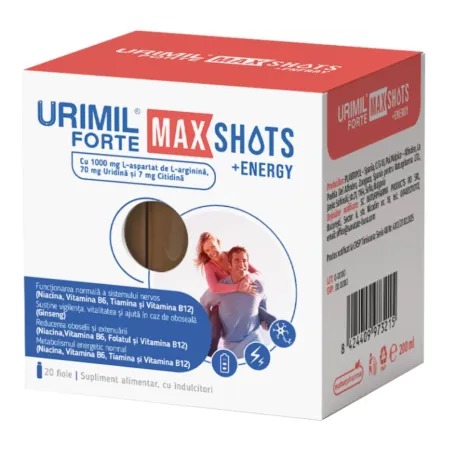 Poza produs Urimil Forte Max Shots +Energy, Naturpharma | 20 fiole