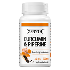 Curcumin si Piperine 500 mg, Zenyth | 30 capsule