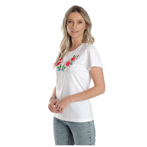 Poza produs Tricou broderie dama DV24TB01 alb floral, Dress to Impress | marimea XL