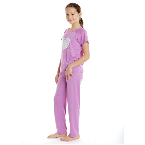 Pijama fete AP2528 lila Heart, Andana | marimea 34 (7/8 ani) — poza produs 2/3