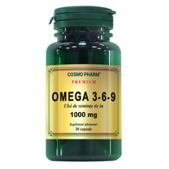 Ulei seminte in Premium Omega 3-6-9, 1000 mg, Cosmopharm | 30 capsule