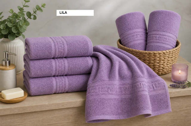 Poza produs Set prosop GREEK BORDER 100% bbc Lila, Ralex | 2 buc