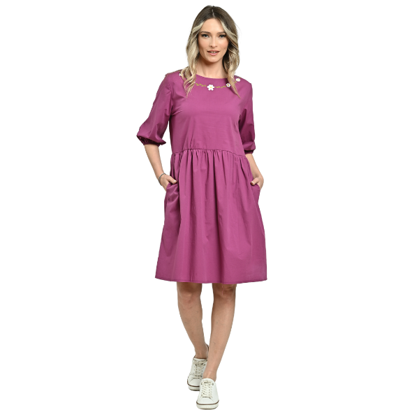 Poza produs Rochie midi cu buzunare ERV24V265 fuchsia/pictura, Eranthe | marimea XL