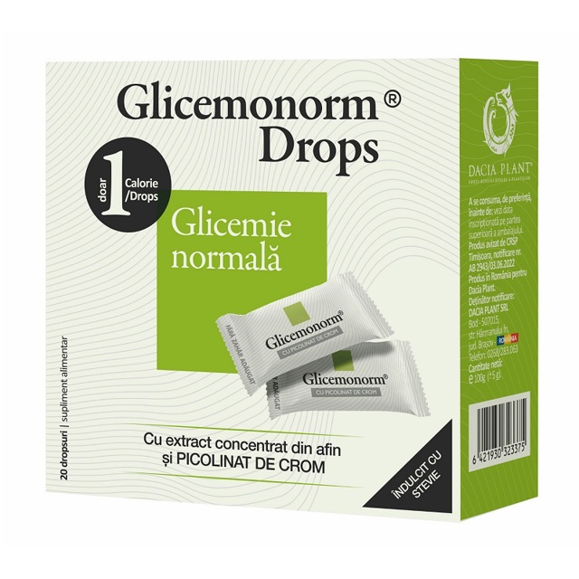 Poza produs Glicemonorm Drops, Dacia Plant | 20 bucati