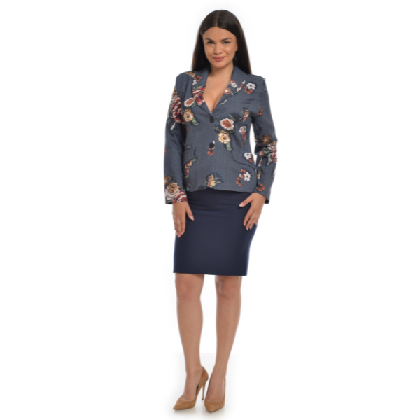 Poza produs Sacou dama DT21S34B bleumarin/imprimeu floral, Dress to Impress | marimea 40
