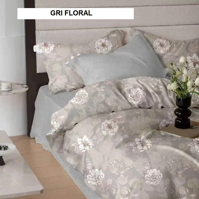 Poza produs Lenjerie pat FINET (6 piese) gri floral 230x250 cm, Ralex | 1 buc