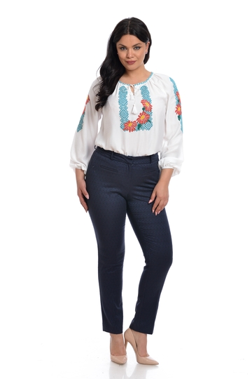 Poza produs Pantaloni dama DV22PL19 bleumarin imprimeu tesatura, Dress to Impress | marimea 42